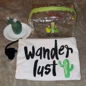 Cactus Jewelry Tray & 2 Cosmetic/Travel Case